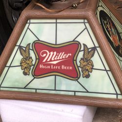 1982 Miller High Life -hanging stained glass style light -12x20