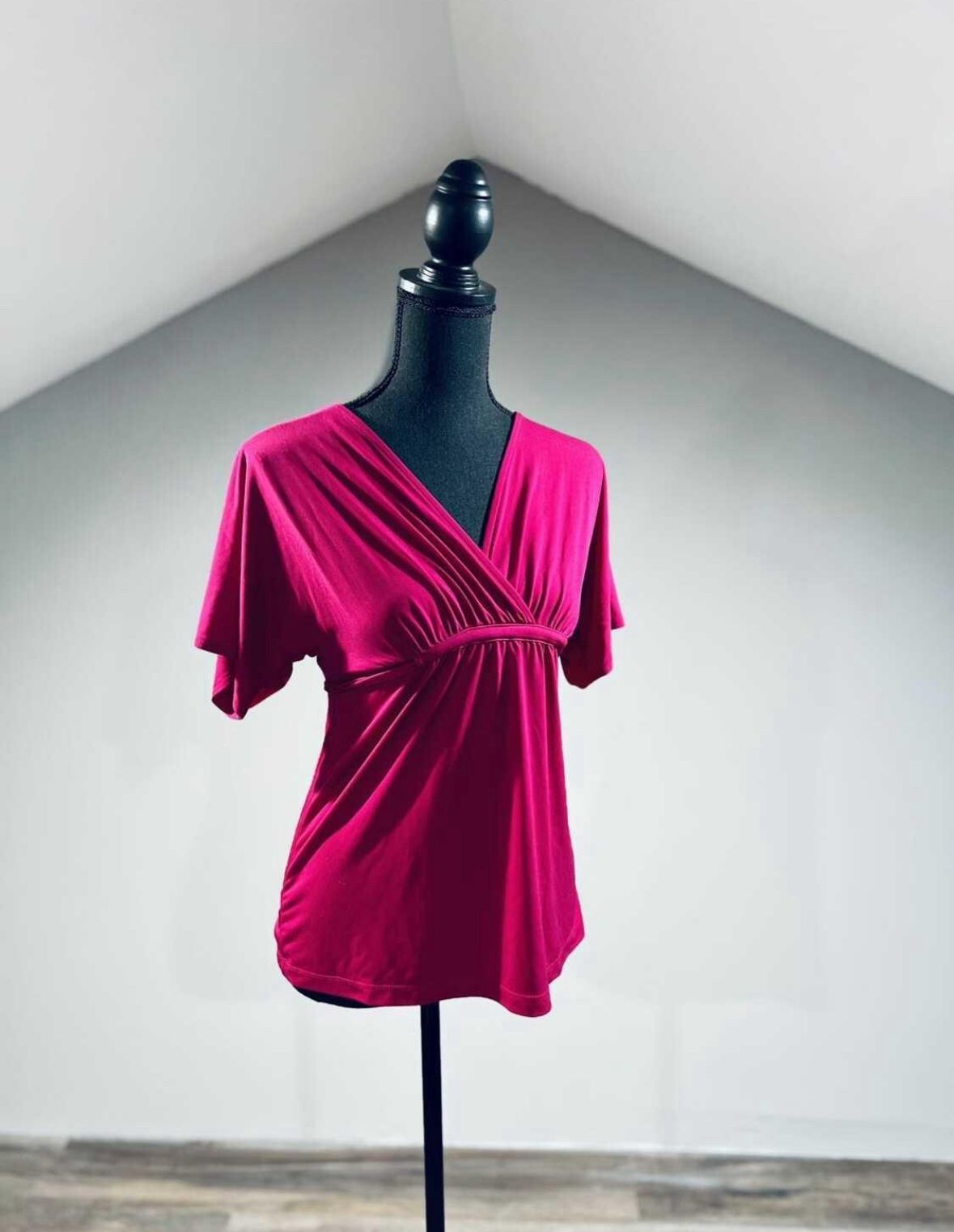 Pink V Neck Blouse - XS