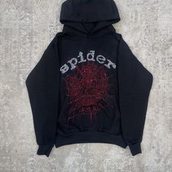 Black and red rhinestone hoodie 