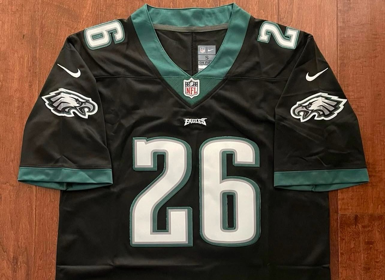 Black Philadelphia Eagles Barkley Jersey #26 Super Bowl 2025