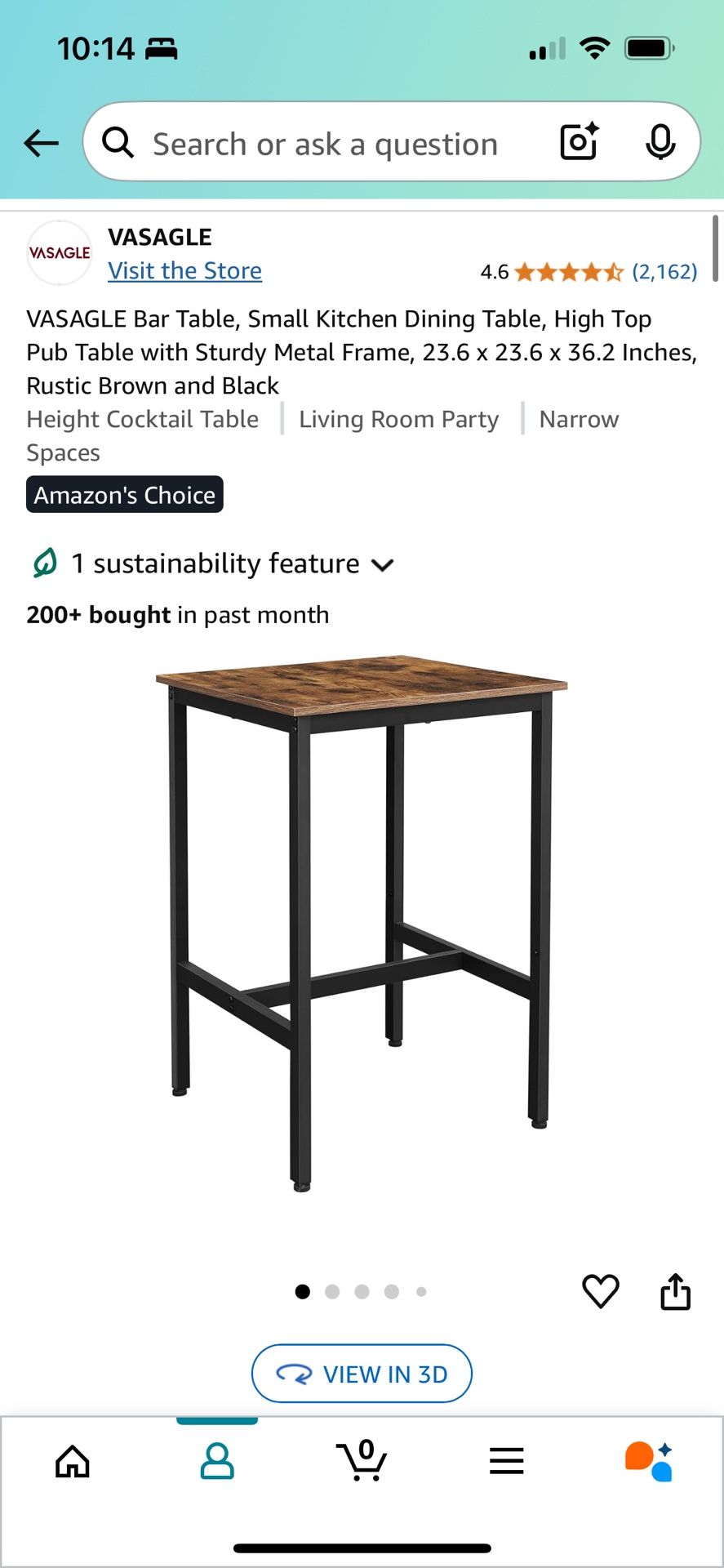 Brown And Black Hightop Table With 2 Stools