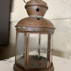 Copper & Glass Lamp Candle Holder 