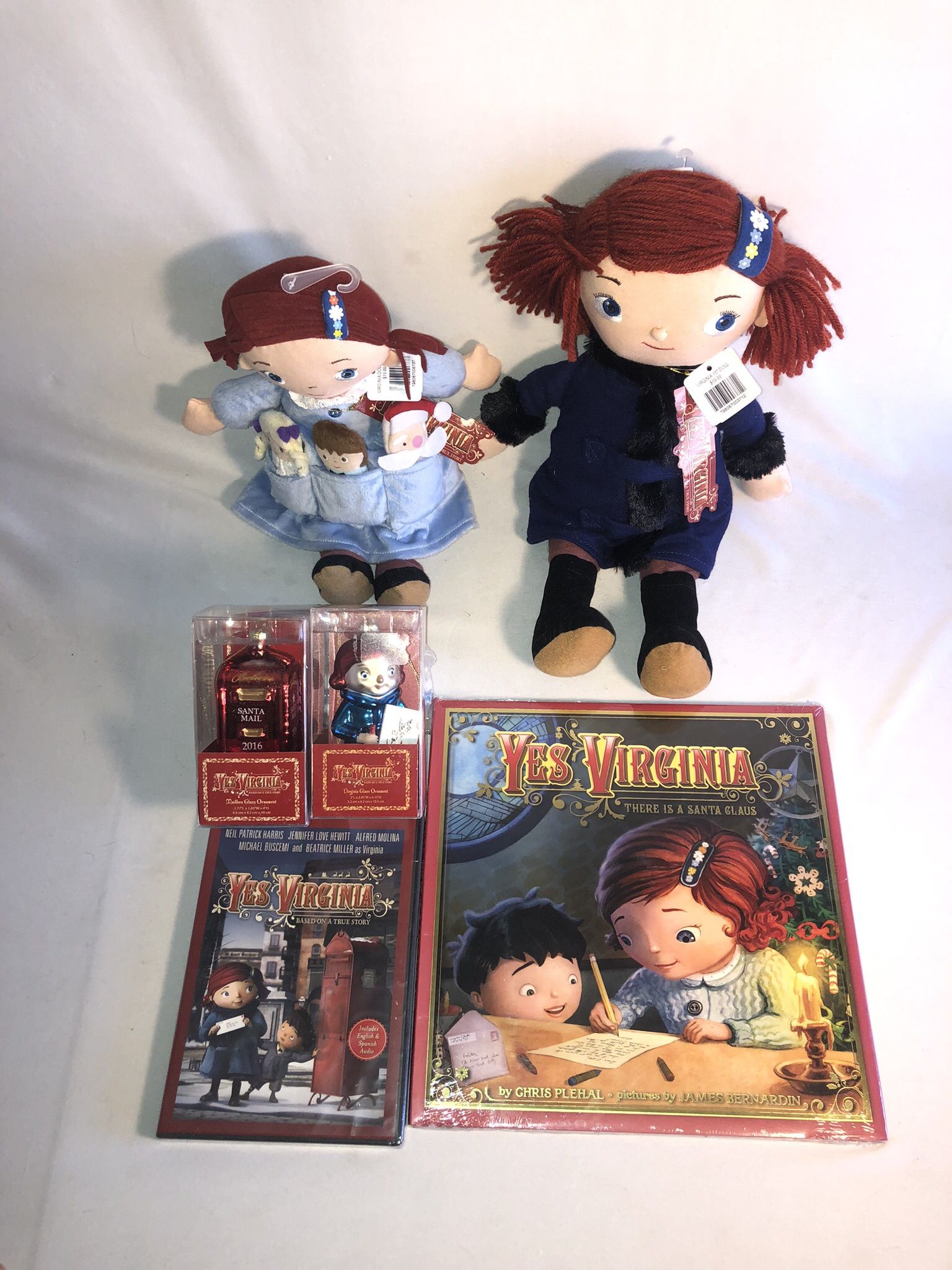 Yes Virginia Bundle (1 DVD, 1 Book, 2 Dolls & 2 Glass Ornaments)
