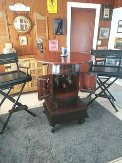 Custom bar and wine table and custom built chairs