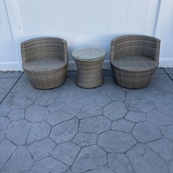 3 Piece Stackable Wicker Bistro Outdoor Patio Set