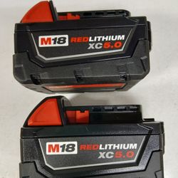 Milwaukee New 5ah Batteries 2x $110 Nuevas 