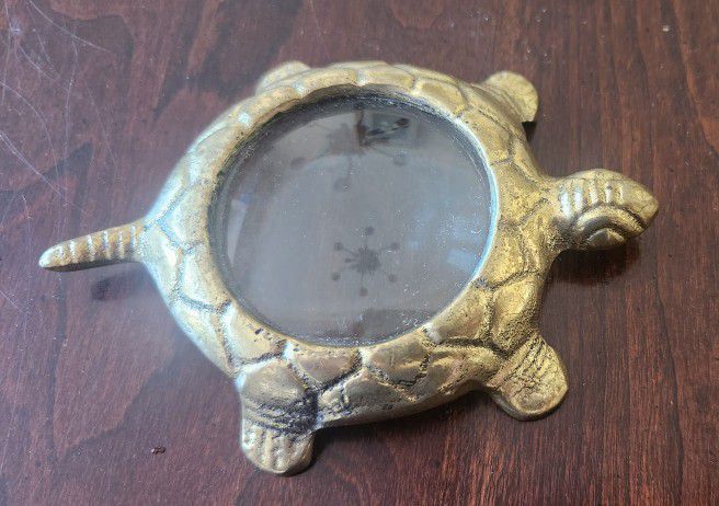 Vintage Solid Brass Turtle Magnifying Glass 4"