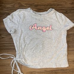 Gray Crop Top with cute design on the right 