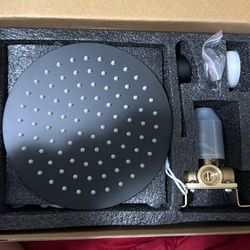 2 Brand New Matte Black Rainfall Shower System - Complete Set