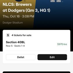 Dodger Tickets Thursday Game 3 NLCS 