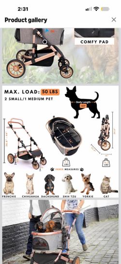 Pet Stroller with Detachable Carrier