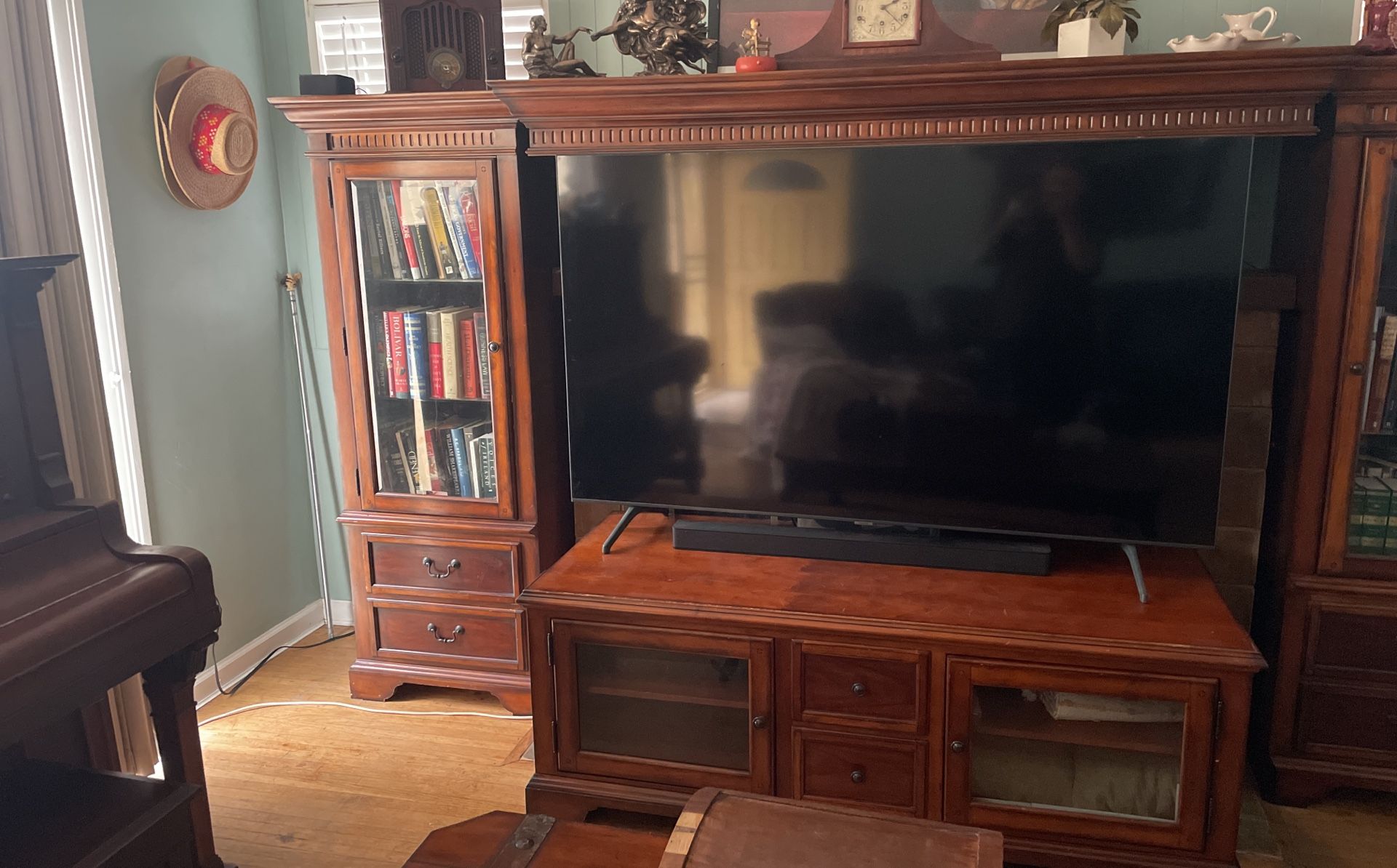 Beautiful Solid Wood Entertainment Center with Bookshelves