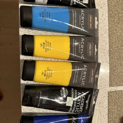 Acrylic Paint Yellow, Blue, Black, White