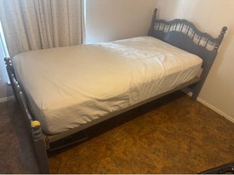 Vintage Grey Wooden Twin Bed Frame