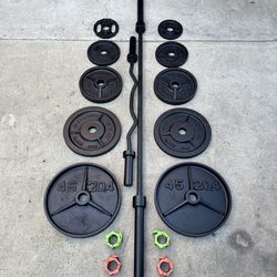 Olympic Weights, 7-ft Olympic Bar, EZ Curl Bar