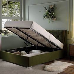King size Hadley Moss Green Velvet Ottoman Storage Bed
