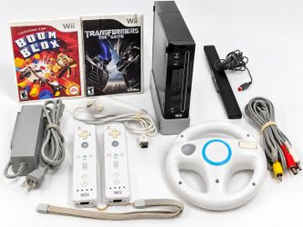 Nintendo Wii Black RVL-001 Console Bundle Tested Working