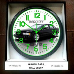 Chevy Impala 96 Glow in the Dark Wall Clock Super Sport Garage Shop Wall Clock New! 