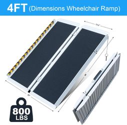 Portable Wheelchair Ramp 4FT, No-Slip Aluminum Folding Handicap Ramp #1373M R4
