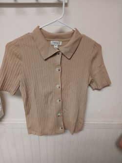 On.34th ribbed button-up polo shirt