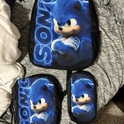 Sonic Backpack Set With Pencil Bag And Lunch Bag