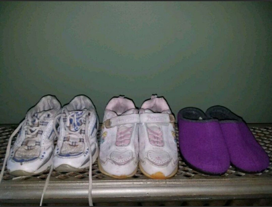 Lot of 3 Size 11 Girls Sneakers and Slippers