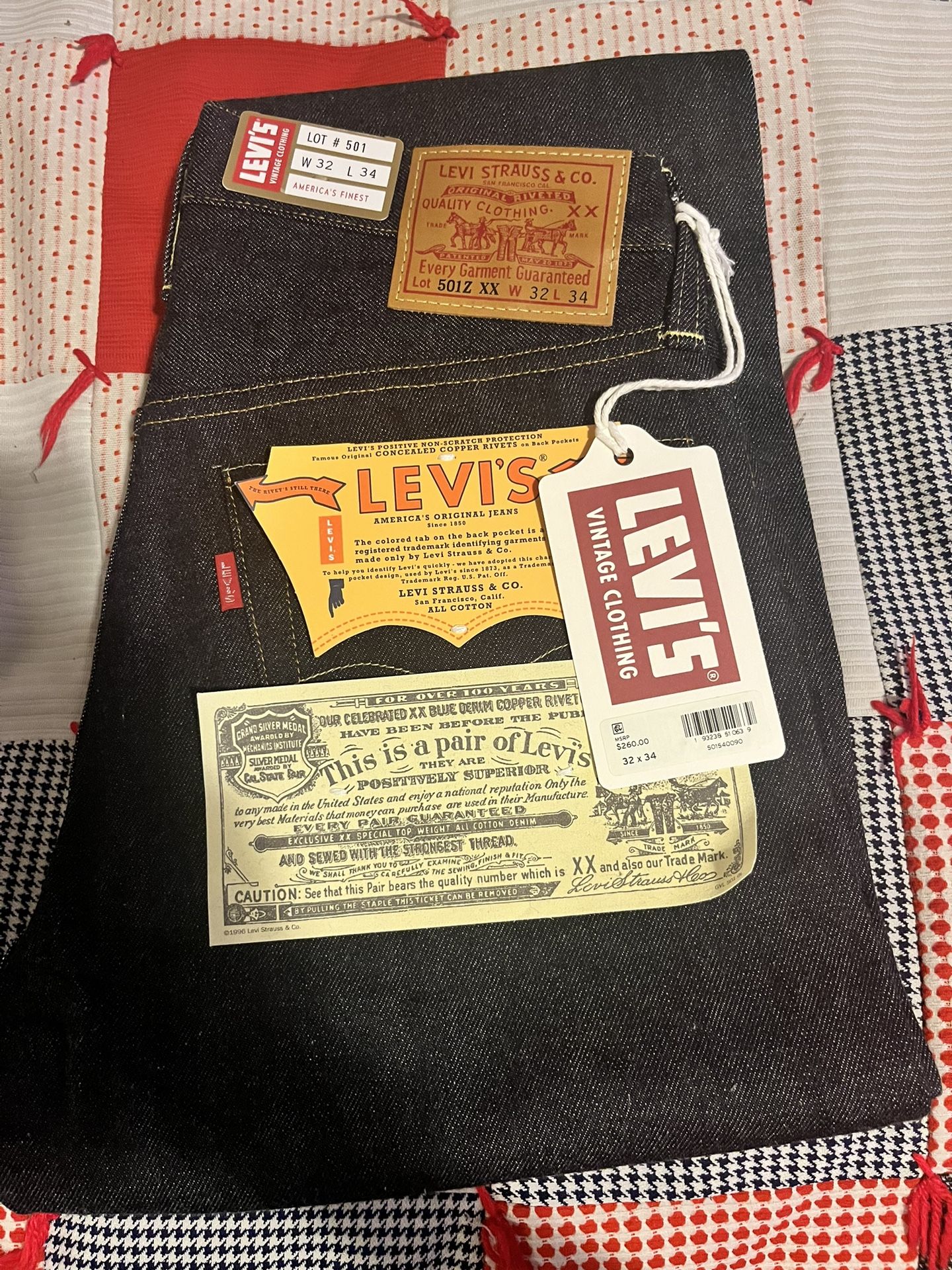 Levi’s Vintage Clothing 1954 501Z XX Jeans – Deadstock – W32 L34 – Shrink-to-Fit Raw Denim