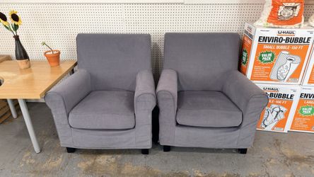 FREE - Two Matching IKEA Armchairs, Grey Fabric