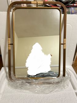 Holli Furniture Metal and Rattan Mirror Brown