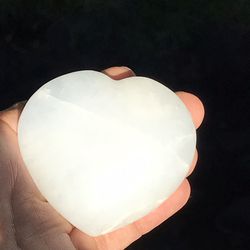 Huge Pure White Moonstone Heart 