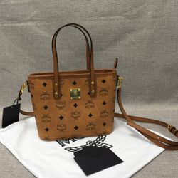 MCM Aren Top-Zip Shopper in Visetos Size Mini Tote
