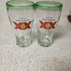 Two Dos Equis XX Beer Glasses