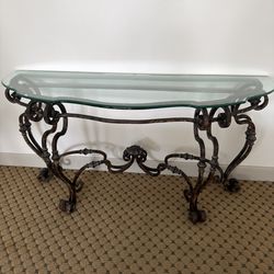Console Glass And Iron Table
