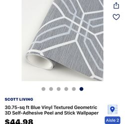 (IF IT’S LISTED, IT’S AVAILABLE ) $20 Blue Vinyl Textured 3D Peel and Stick Wallpaper.