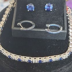 Set Earrings,  Necklace, Bracelet  Italian Silver 925