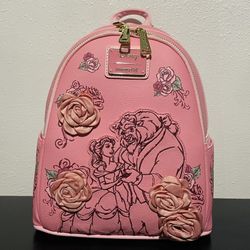 Loungefly Disney Beauty and the Beast Pink Roses Mini Backpack