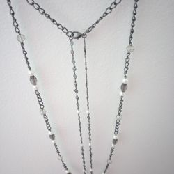 Premium Designs Double 18 Inch Chain With Black Beads Rhinestones And Pearls 