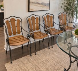 4 Wrought Iron and Wood kitchen/dining chairs