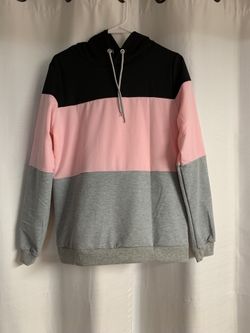 Grey Pink And Black Hooded Sweatshirt 