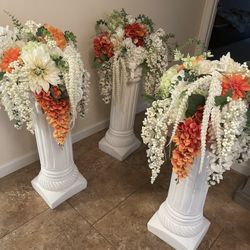 Fake Flower Decor Pillars