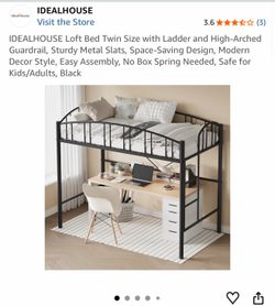 Black metal loft bed frame