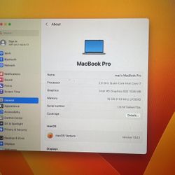 MacBook Pro 15 Inch 2.9ghz Intel Quad core I7 16gb 512 SSD