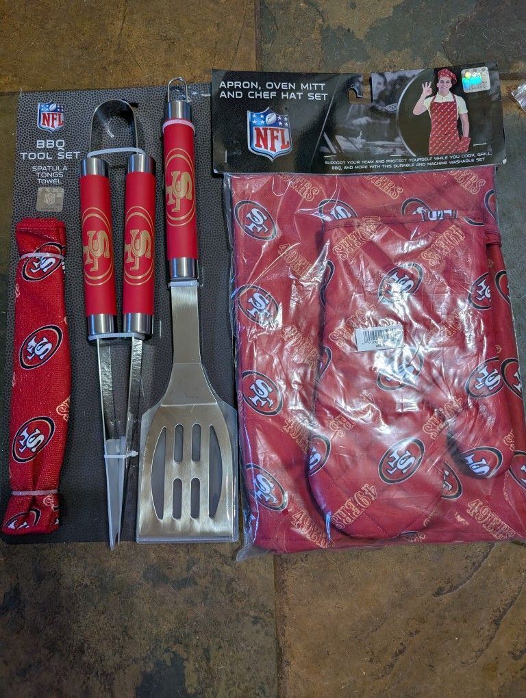 Father's Day San Francisco 49er's Chef Apron BBQ Grill Utensils