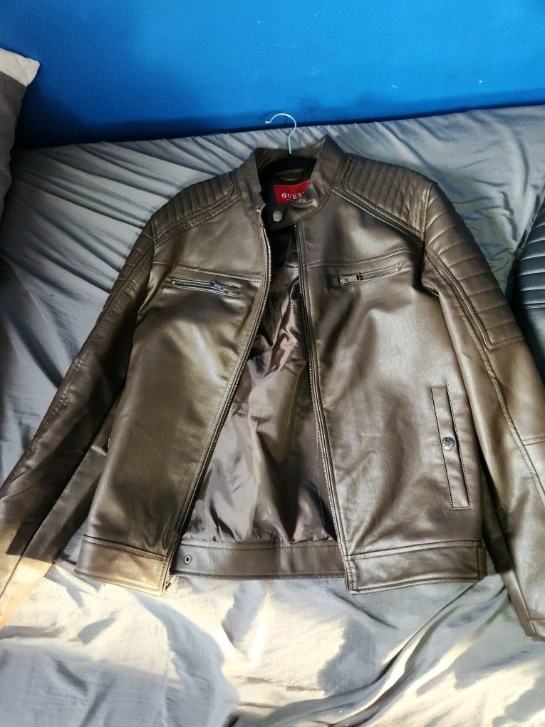 Guess Brow Leather Jacket Men's 