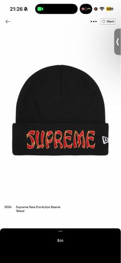 Supreme x New Era Action Beanie Black