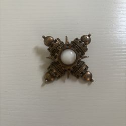 Vintage brooch with faux moonstone