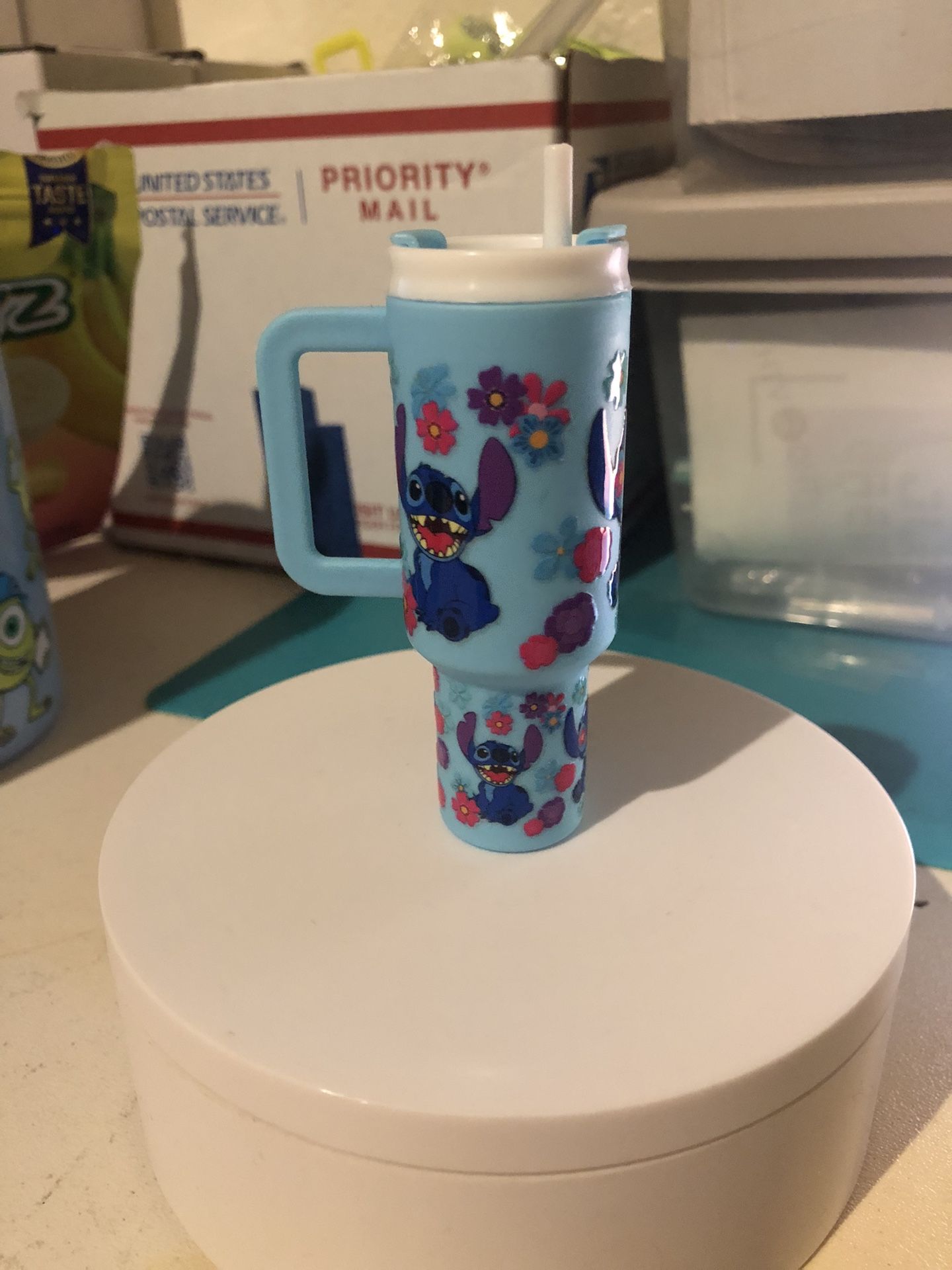 Flower Stitch Mini Tumbler Keychain