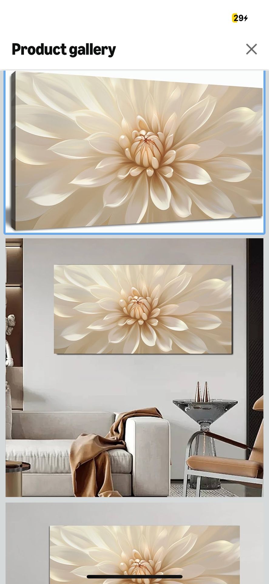 Large Floral Canvas Wall Art for Living Room Modern White Gold Flower Botanical Landscape Artwork for Teen Girl’s Room Bedroom Office Kitchen 20x40 In