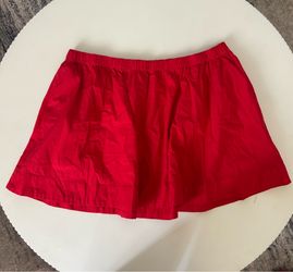 free-est Red Flare Short Skirt Elastic Waist Women's Regular Size L Cotton