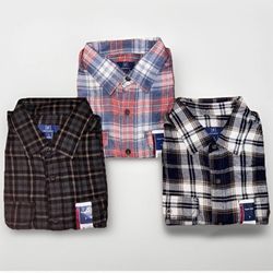 George Men's-Double Pocket-Flannel Shirt-Size Small-Lot Of Three-NWT